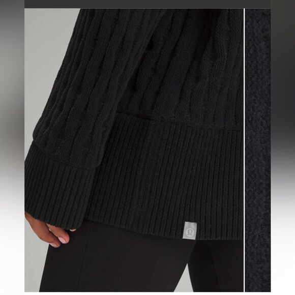 NWT New LULULEMON Cable-Knit Relaxed-Fit Sweater Black Large - Picture 3 of 6